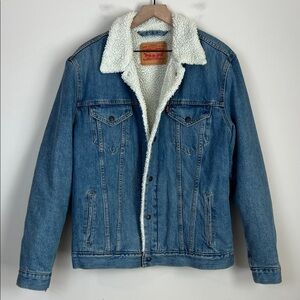Levi's Men's Sherpa Trucker Jacket III Snap Front Denim Size Large